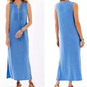J. Jill‎ Lupine Blue Sleeveless Pintuck Bust Maxi Dress New With Tags Large